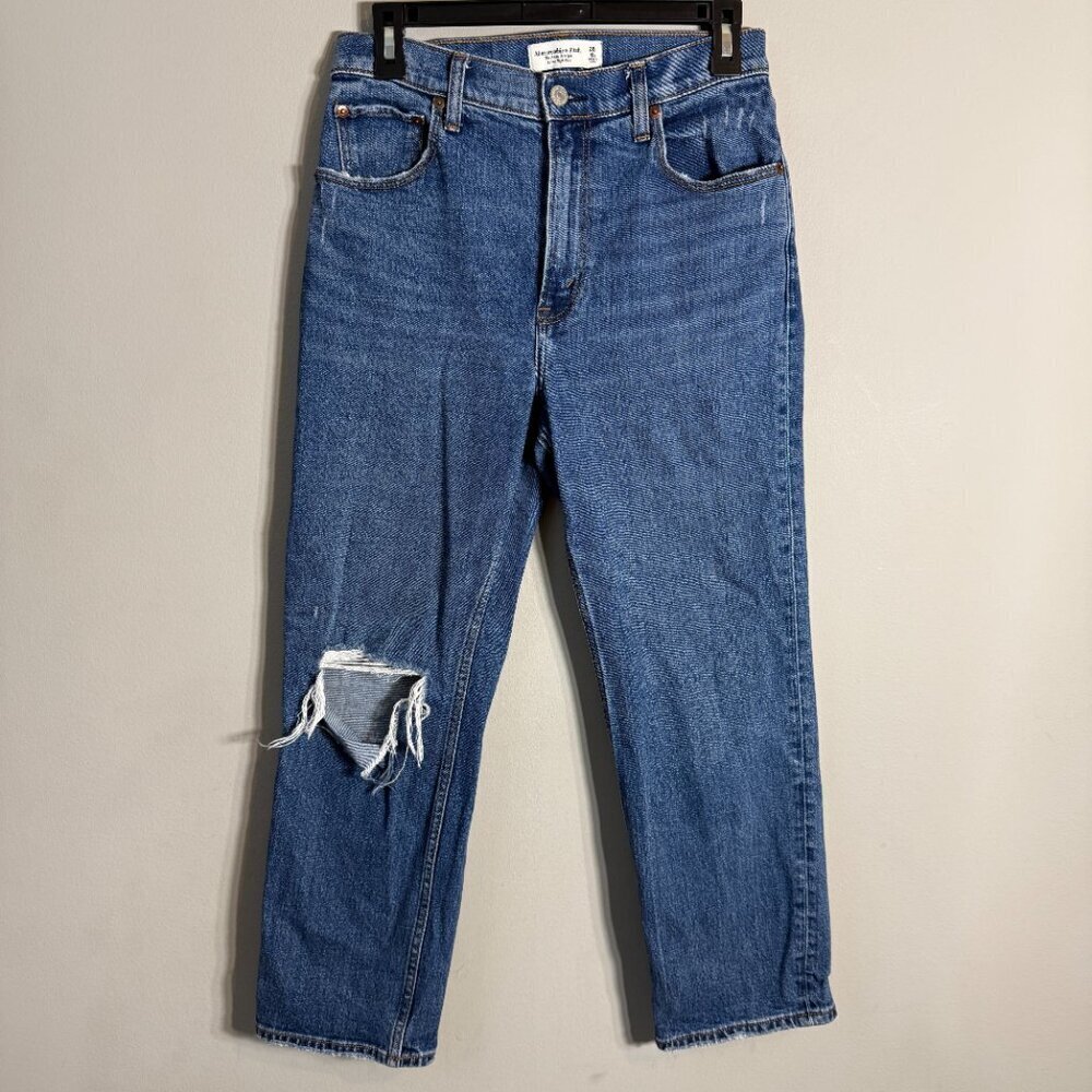 Abercrombie & Fitch Ankle Straight Ultra High Rise Denim Jean Women's 28 6S Blue - Picture 4 of 12